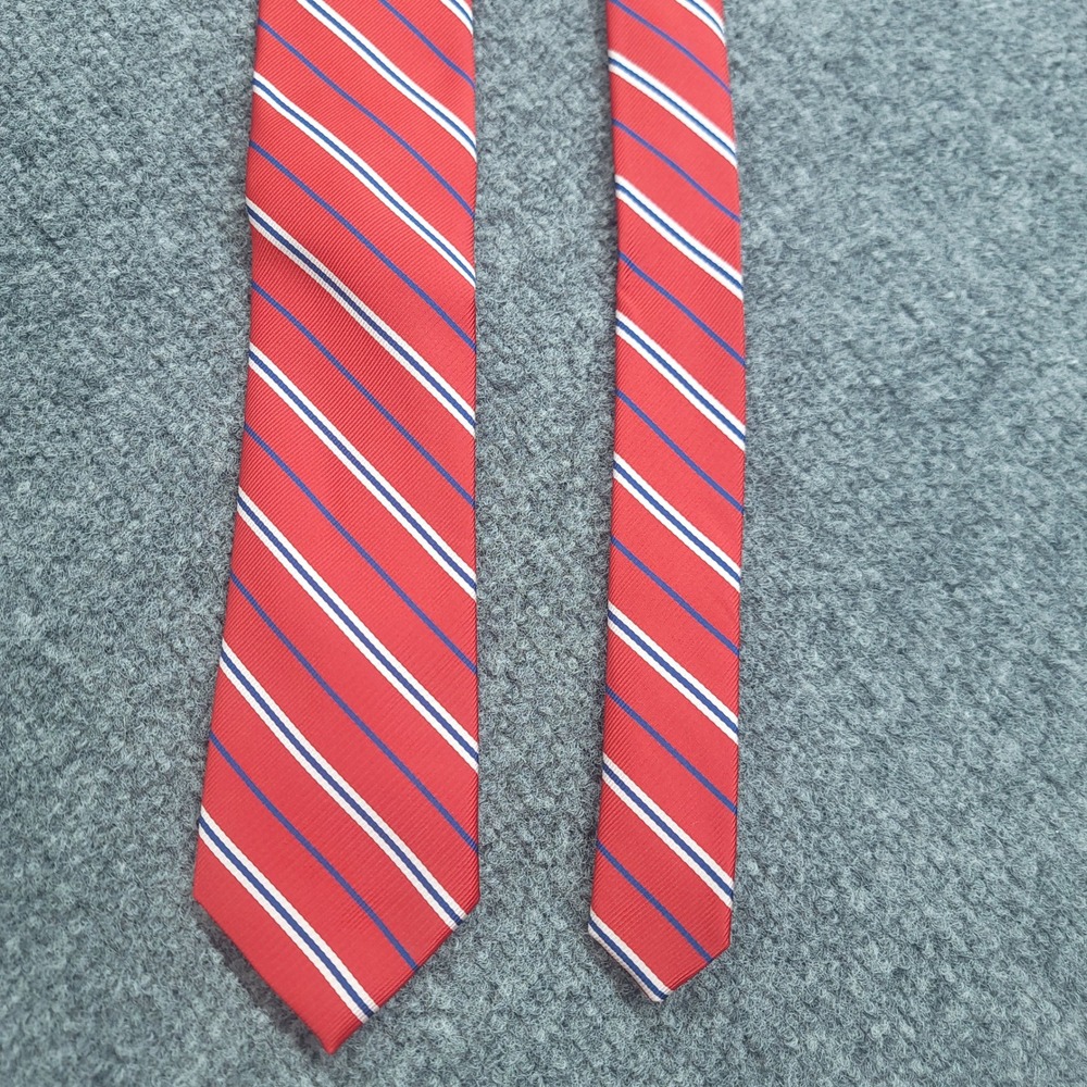 Nick Graham Mens Red White Blue Striped Handmade Necktie RN142318